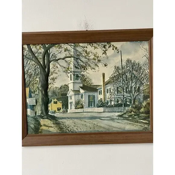 Dimension III John Rogers Landscapes #7046 NE Country Church MCM Metal Frame